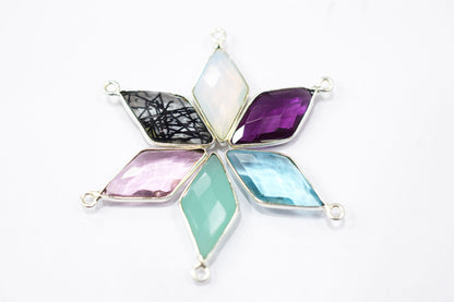 Multi Color Hydro Glass Faceted Diamond Shape Connector , Sold By Piece , 11x22 mm , RB-6453A