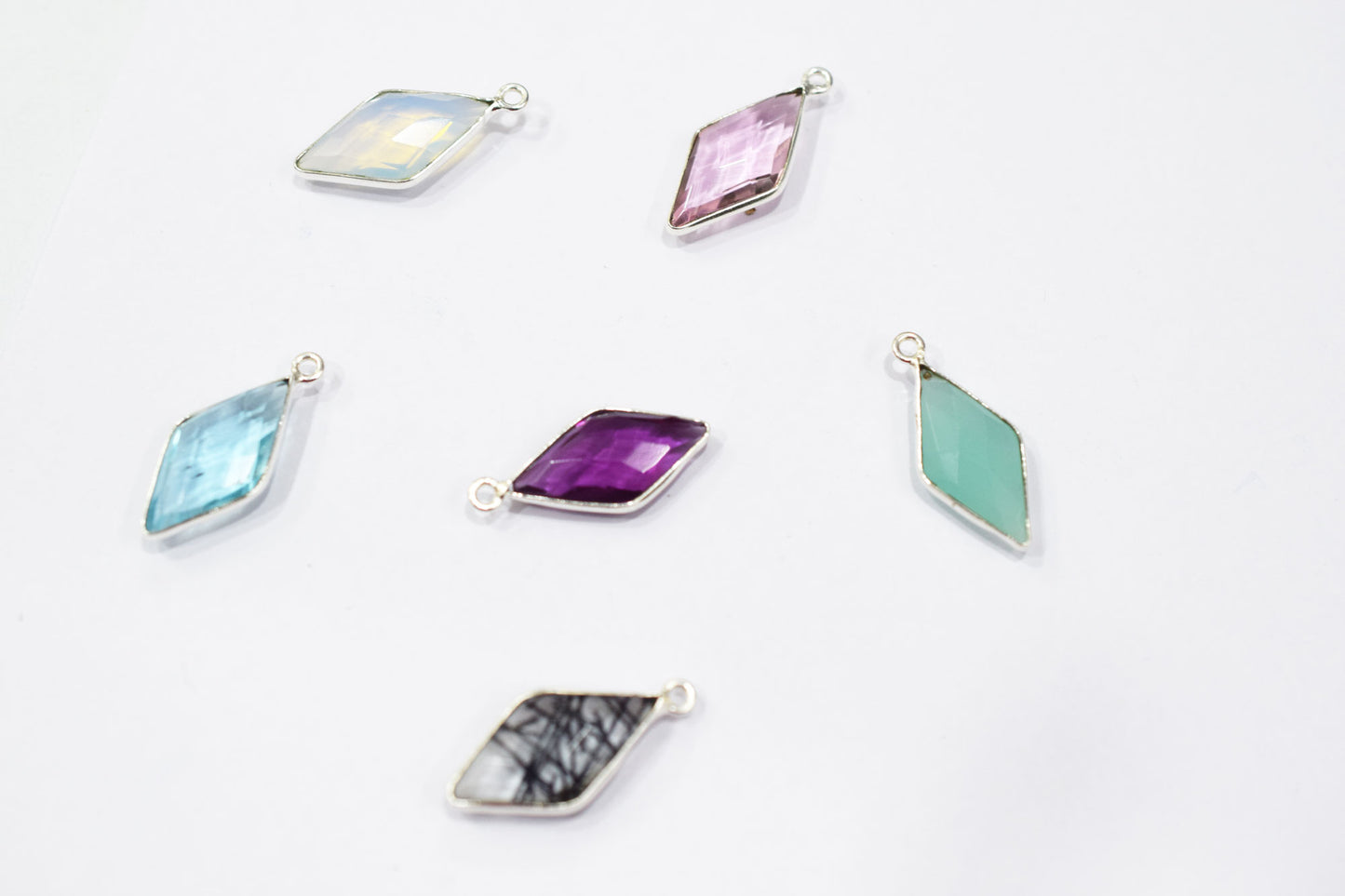 Multi Color Hydro Glass Faceted Diamond Shape Connector , Sold By Piece , 11x22 mm , RB-6453A