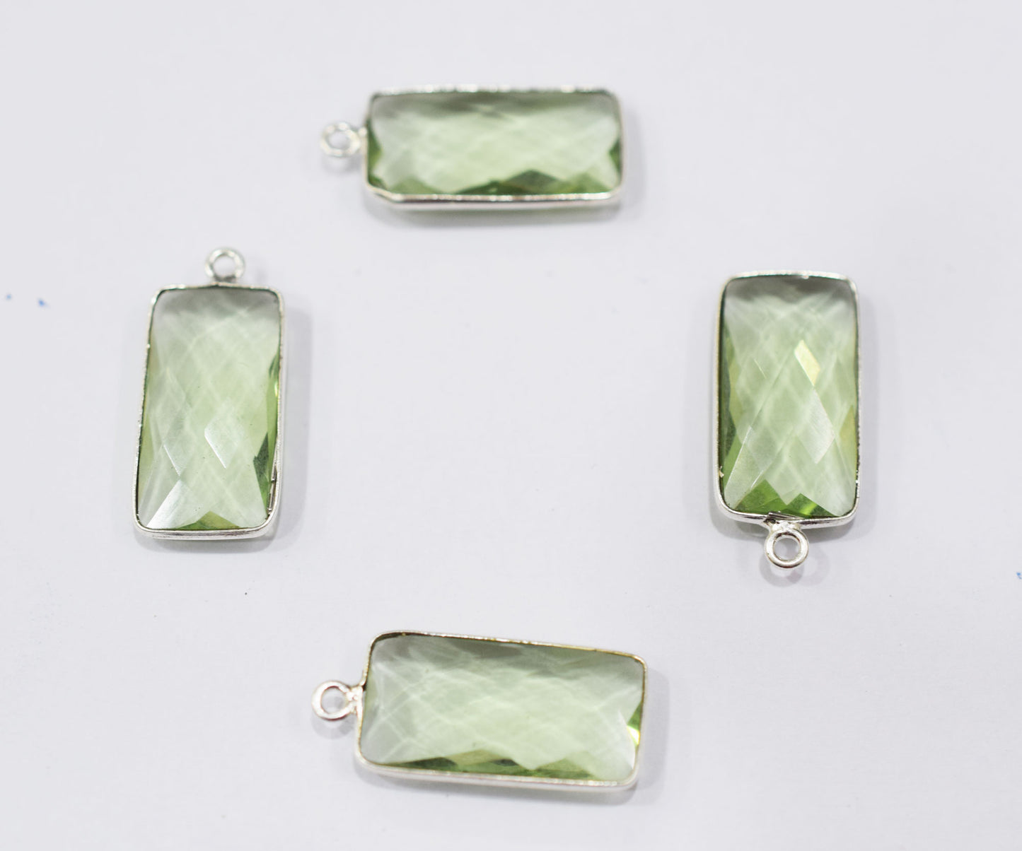 Green Amethyst Hydro Glass Baguette Shape Connector , Sold By Piece , 11x22 mm , RB-6454