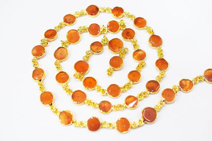 Carnelian Smooth Donut Shape Connector Chain , 9 - 9.50 mm , RB-6462