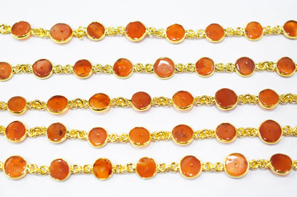 Carnelian Smooth Donut Shape Connector Chain , 9 - 9.50 mm , RB-6462