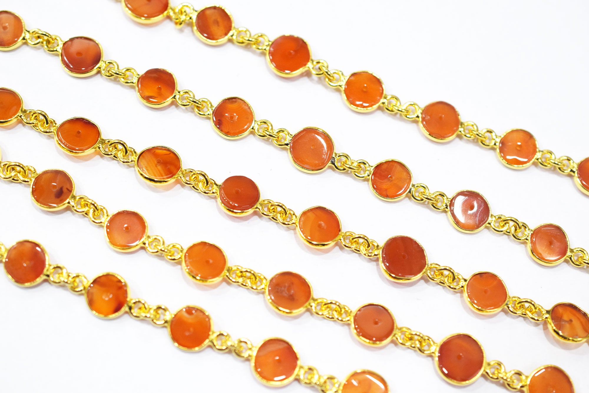 Carnelian Smooth Donut Shape Connector Chain , 9 - 9.50 mm , RB-6462