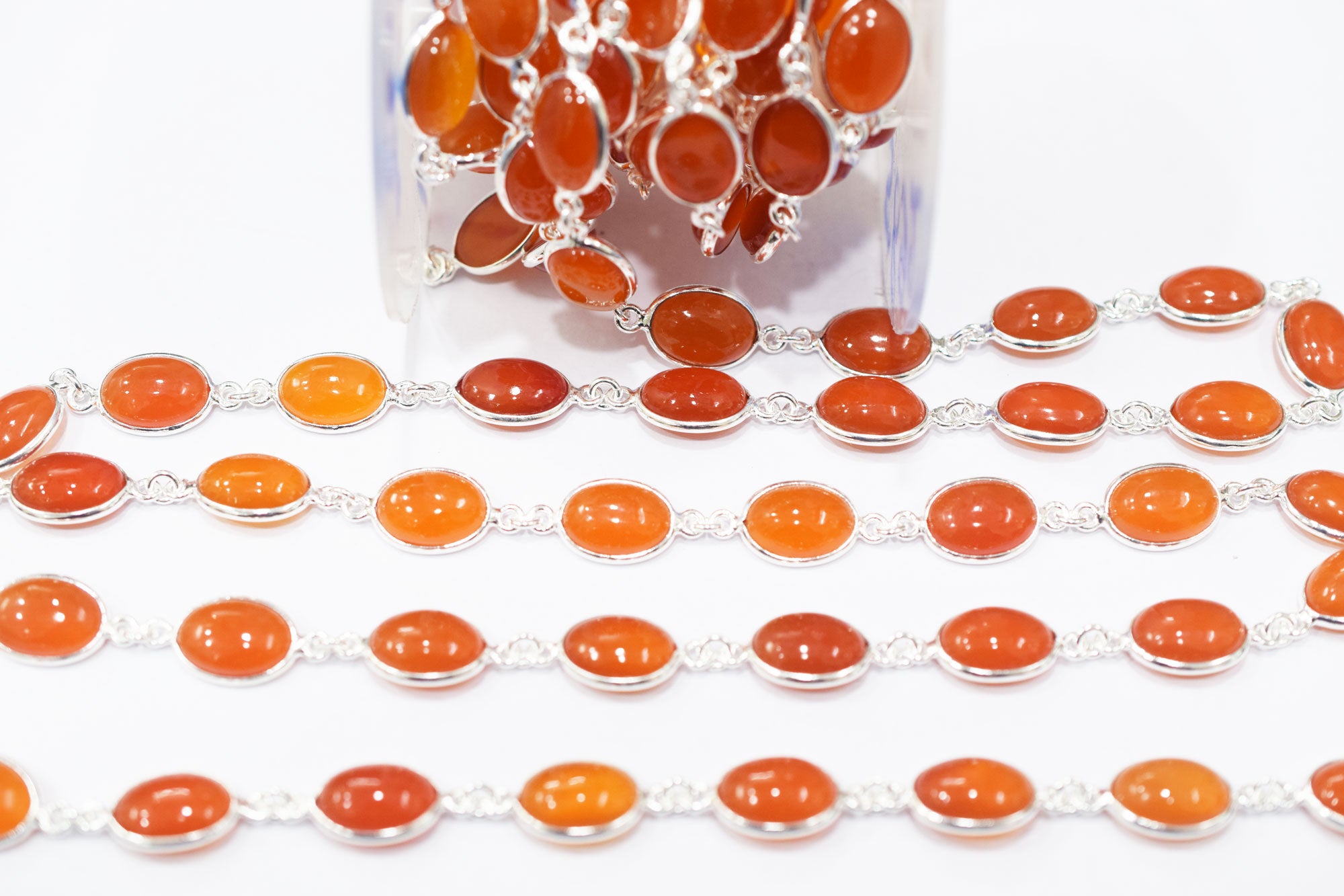 Carnelian Smooth Oval Shape Connector Chain , 10.50x14.50 mm , RB-6463