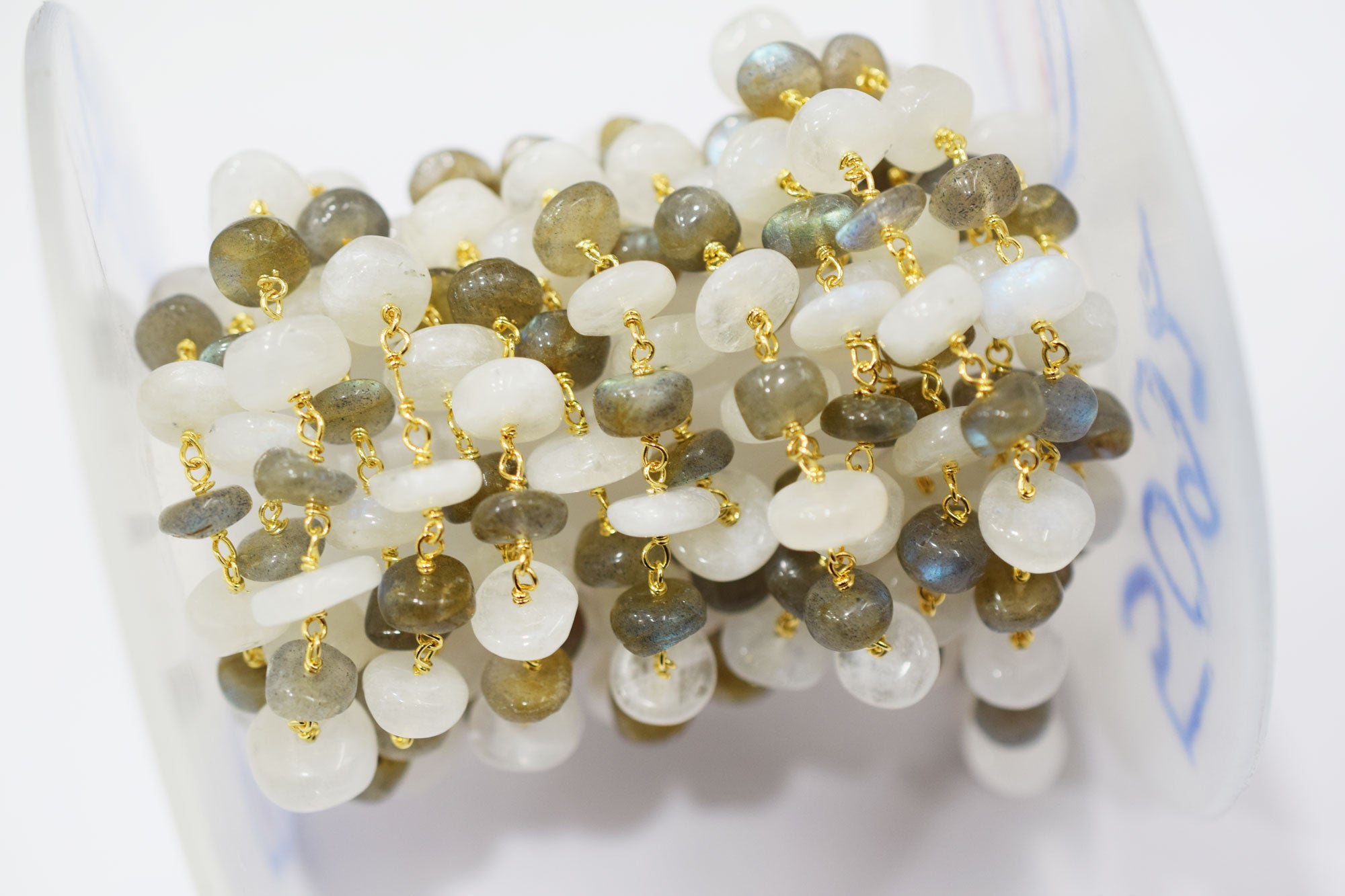 Rainbow Moonstone Irregular Rondelle Shape Rosary Beaded Chain , Sold By Foot , 3x8 - 5x10 mm , RB-6474