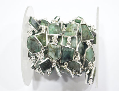 Natural Sakota Mines Emerald Crown Cut Fancy Shape Connector Chain , 10 - 15 mm , RB-6491