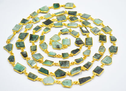 Natural Sakota Mines Emerald Crown Cut Fancy Shape Connector Chain , 10 - 15 mm , RB-6491