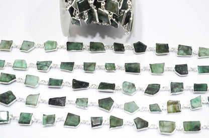 Natural Sakota Mines Emerald Crown Cut Fancy Shape Connector Chain , 10 - 15 mm , RB-6491