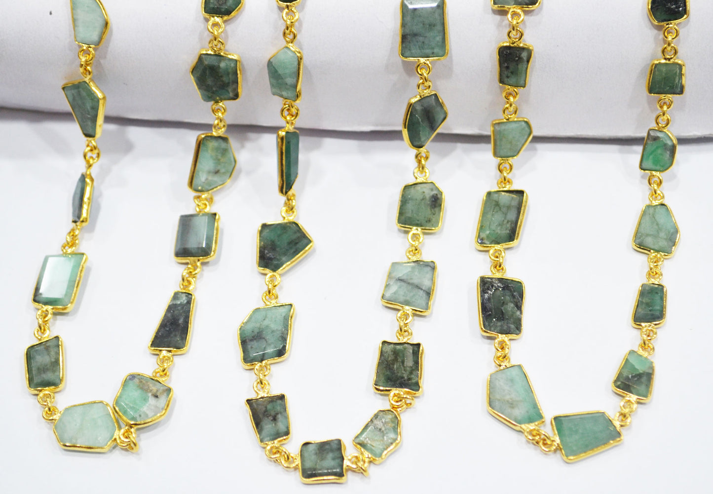 Natural Sakota Mines Emerald Crown Cut Fancy Shape Connector Chain , 10 - 15 mm , RB-6491