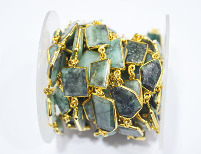 Natural Sakota Mines Emerald Crown Cut Fancy Shape Connector Chain , 14 - 19 mm , RB-6492