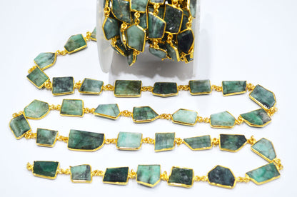 Natural Sakota Mines Emerald Crown Cut Fancy Shape Connector Chain , 14 - 19 mm , RB-6492