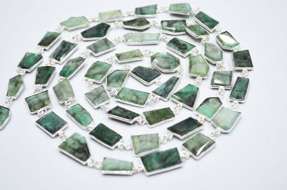 Natural Sakota Mines Emerald Crown Cut Fancy Shape Connector Chain , 14 - 19 mm , RB-6492