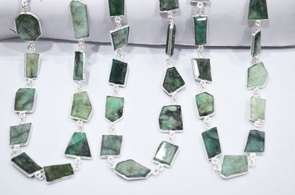 Natural Sakota Mines Emerald Crown Cut Fancy Shape Connector Chain , 14 - 19 mm , RB-6492