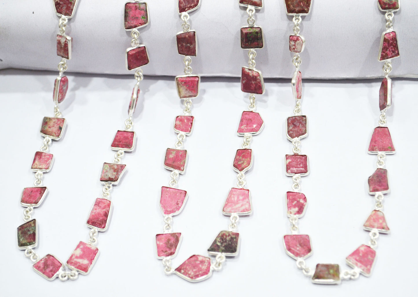 Pink Thulite Crown Cut Fancy Shape Connector Chain , 9 - 13 mm , RB-6493