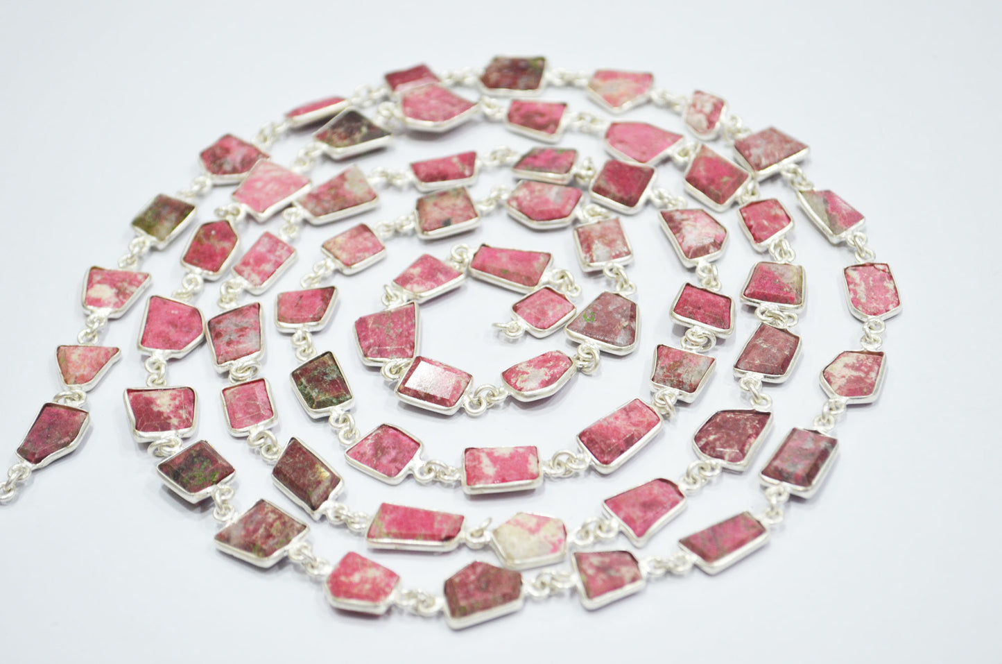 Pink Thulite Crown Cut Fancy Shape Connector Chain , 9 - 13 mm , RB-6493