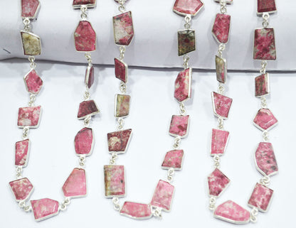 Pink Thulite Crown Cut Fancy Shape Connector Chain , 11 - 18 mm , RB-6494