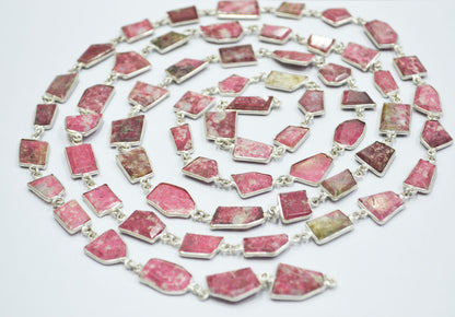 Pink Thulite Crown Cut Fancy Shape Connector Chain , 11 - 18 mm , RB-6494