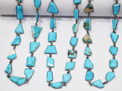 Howlite Turquoise Crown Cut Fancy Shape Connector Chain , 13 - 21 mm , RB-6496