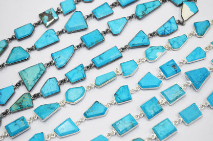Howlite Turquoise Crown Cut Fancy Shape Connector Chain , 13 - 21 mm , RB-6496
