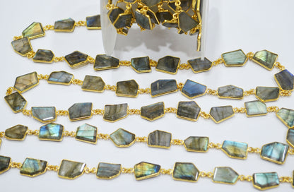 Flashy Labradorite Crown Cut Fancy Shape Connector Chain , 14 - 18 mm , RB-6498