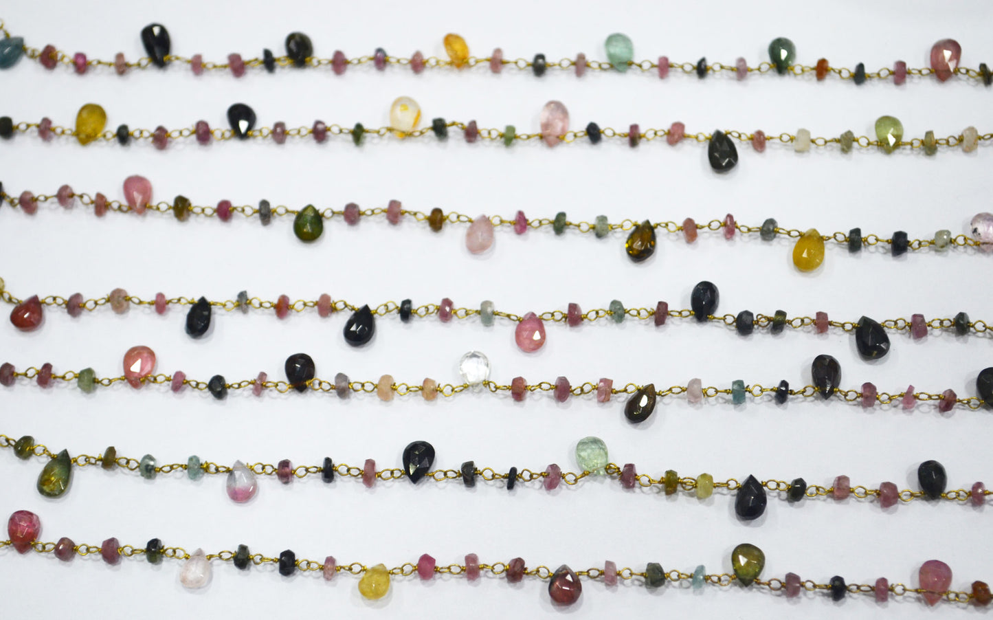 Natural Multi Tourmaline Faceted Rondelle Shape Rosary Beaded Chain , Sold By Foot , 3 - 3.50 mm , RB-6499