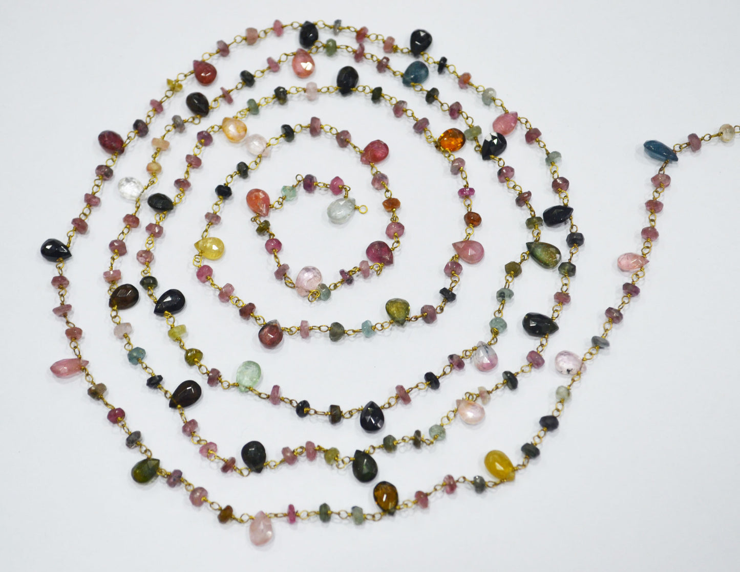 Natural Multi Tourmaline Faceted Rondelle Shape Rosary Beaded Chain , Sold By Foot , 3 - 3.50 mm , RB-6499