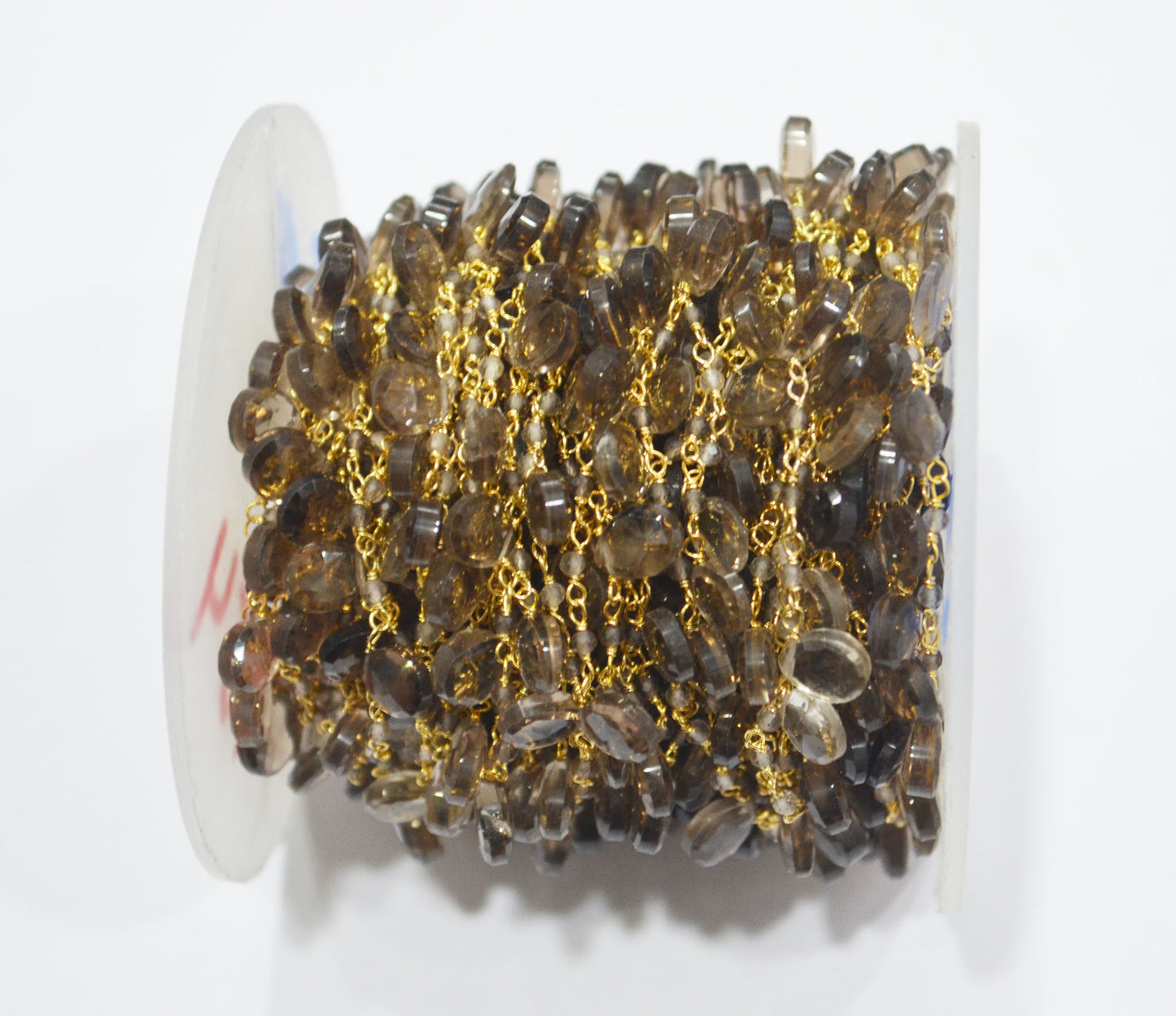 Natural Smoky Quartz Faceted Round Shape Rosary Beaded Chain  , Sold By Foot , 2 - 2.50 mm , RB-6500