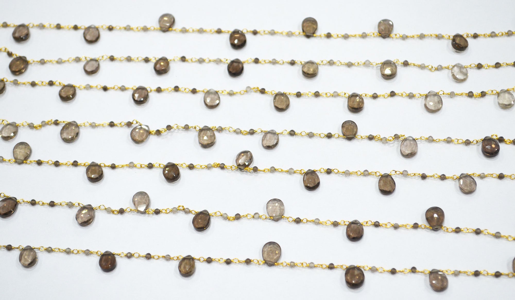 Natural Smoky Quartz Faceted Round Shape Rosary Beaded Chain  , Sold By Foot , 2 - 2.50 mm , RB-6500