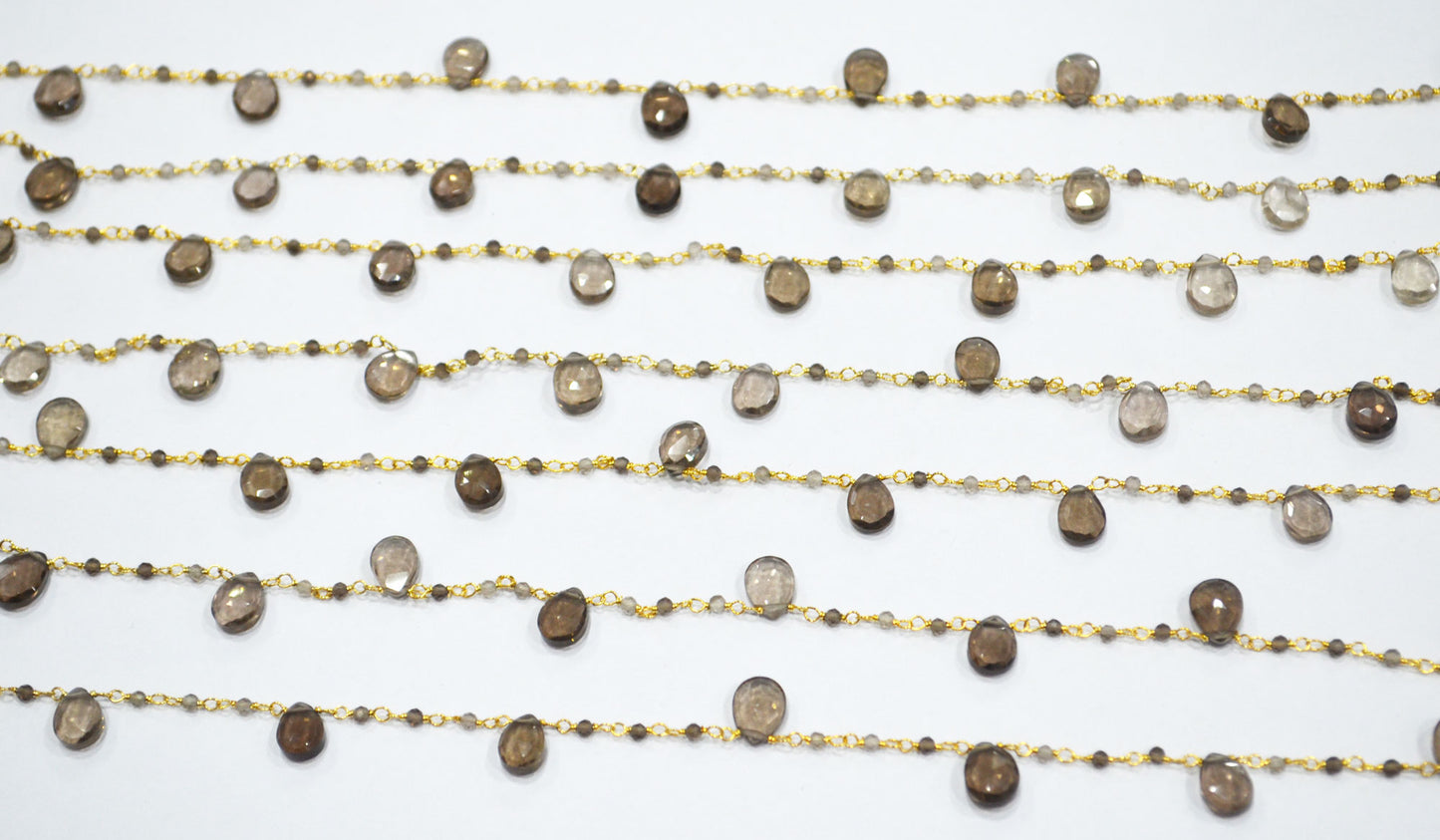 Natural Smoky Quartz Faceted Round Shape Rosary Beaded Chain  , Sold By Foot , 2 - 2.50 mm , RB-6500