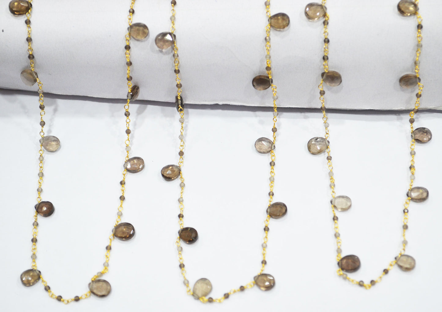 Natural Smoky Quartz Faceted Round Shape Rosary Beaded Chain  , Sold By Foot , 2 - 2.50 mm , RB-6500