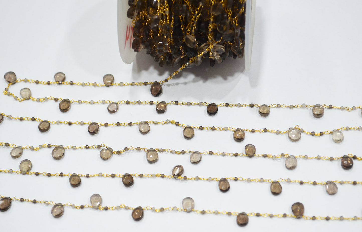 Natural Smoky Quartz Faceted Round Shape Rosary Beaded Chain  , Sold By Foot , 2 - 2.50 mm , RB-6500