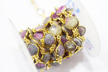 Ruby Rocks Faceted Heart Shape Connector Chain , 13 mm , RB-6516