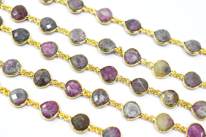 Ruby Rocks Faceted Heart Shape Connector Chain , 13 mm , RB-6516