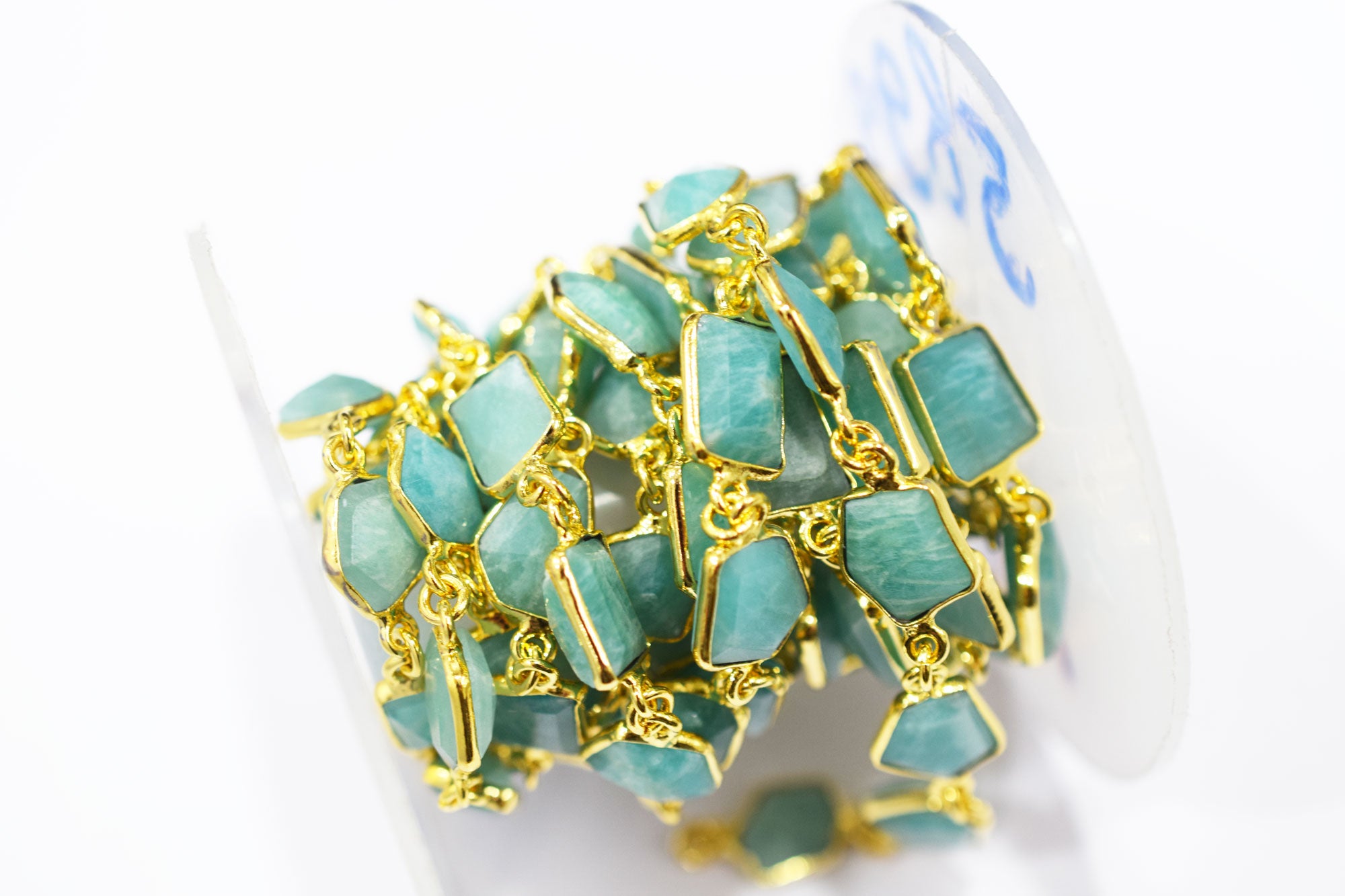 Amazonite Fancy Cut Shape Connector Chain , 8 - 10 mm , RB-6517