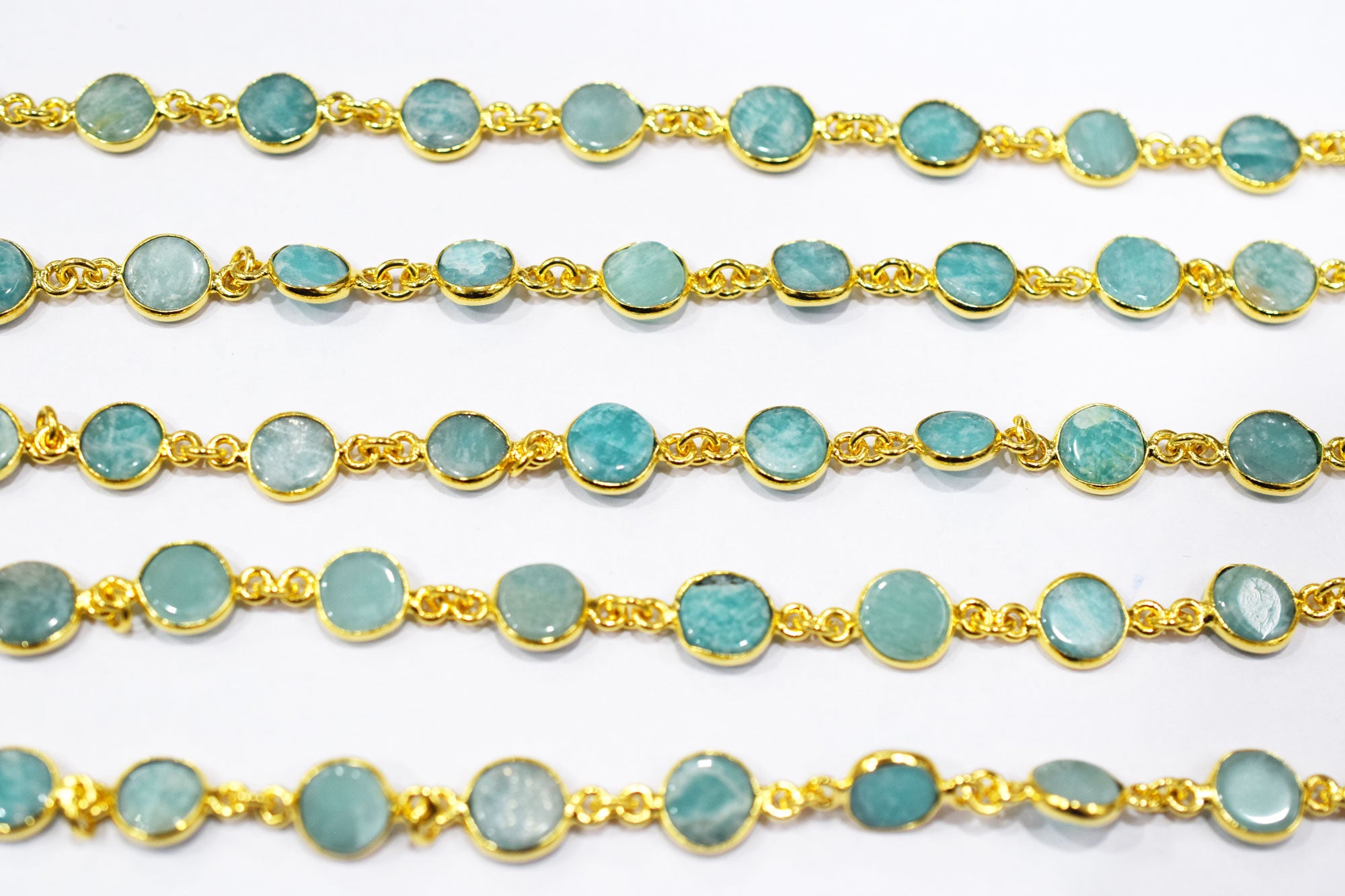 Amazonite Coin Shape Connector Chain , 9 mm , RB-6529