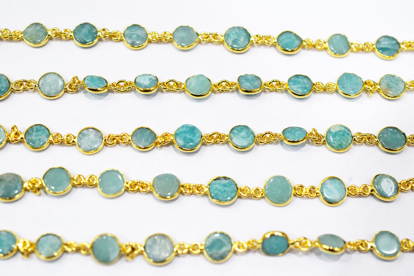 Amazonite Coin Shape Connector Chain , 9 mm , RB-6529