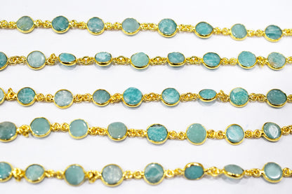 Amazonite Coin Shape Connector Chain , 9 mm , RB-6529