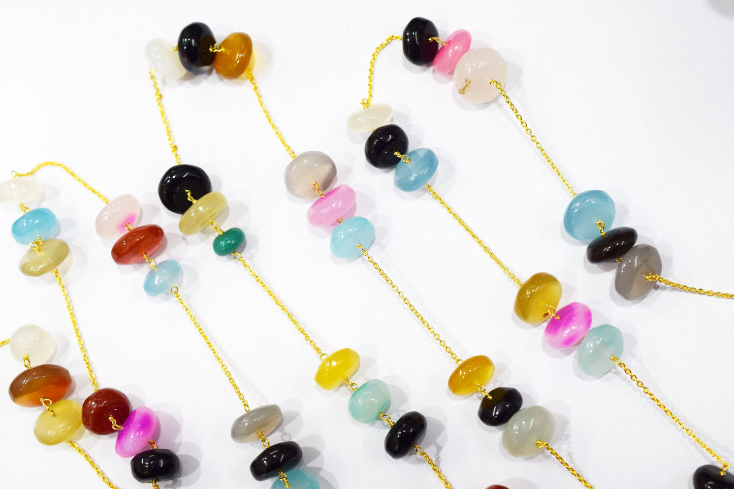 Multi Chalcedony Smooth Rondelle Shape Rosary Beaded Chain , Sold By Foot , 9 - 17 mm , RB-6533