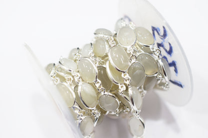 Ceylon Moonstone Smooth Oval Shape Connector Chain , 14 mm , RB-6540