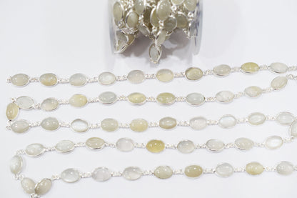 Ceylon Moonstone Smooth Oval Shape Connector Chain , 14 mm , RB-6540