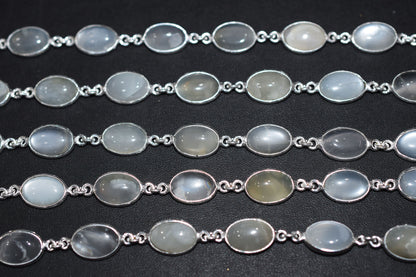 Ceylon Moonstone Smooth Oval Shape Connector Chain , 14 mm , RB-6540