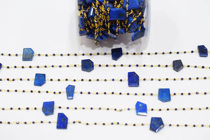 Lapis Lazuli Faceted Round Shape Rosary Beaded Chain , Sold By Foot , 2 mm , RB-6550