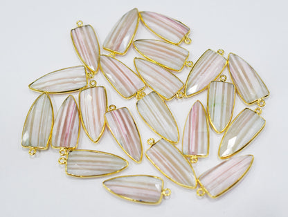Lace Pink Peruvian Opal Faceted Arrowhead Shape Connector , Sold By Piece , 13x29 mm , RB-6551