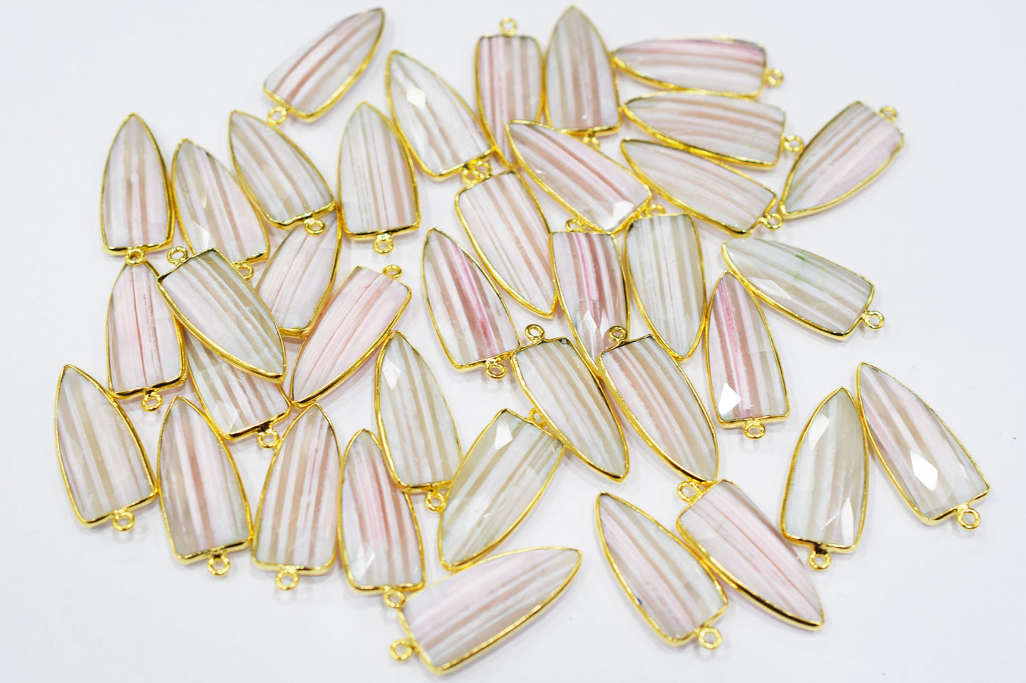 Lace Pink Peruvian Opal Faceted Arrowhead Shape Connector , Sold By Piece , 13x29 mm , RB-6551