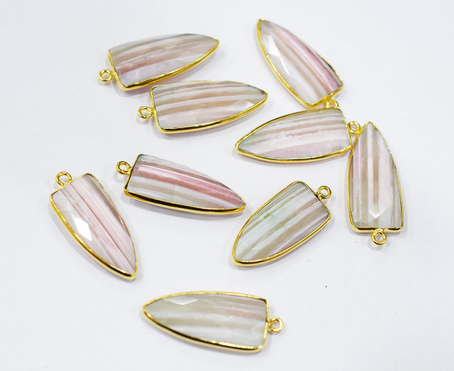 Lace Pink Peruvian Opal Faceted Arrowhead Shape Connector , Sold By Piece , 13x29 mm , RB-6551