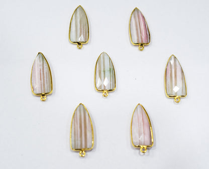 Lace Pink Peruvian Opal Faceted Arrowhead Shape Connector , Sold By Piece , 13x29 mm , RB-6551