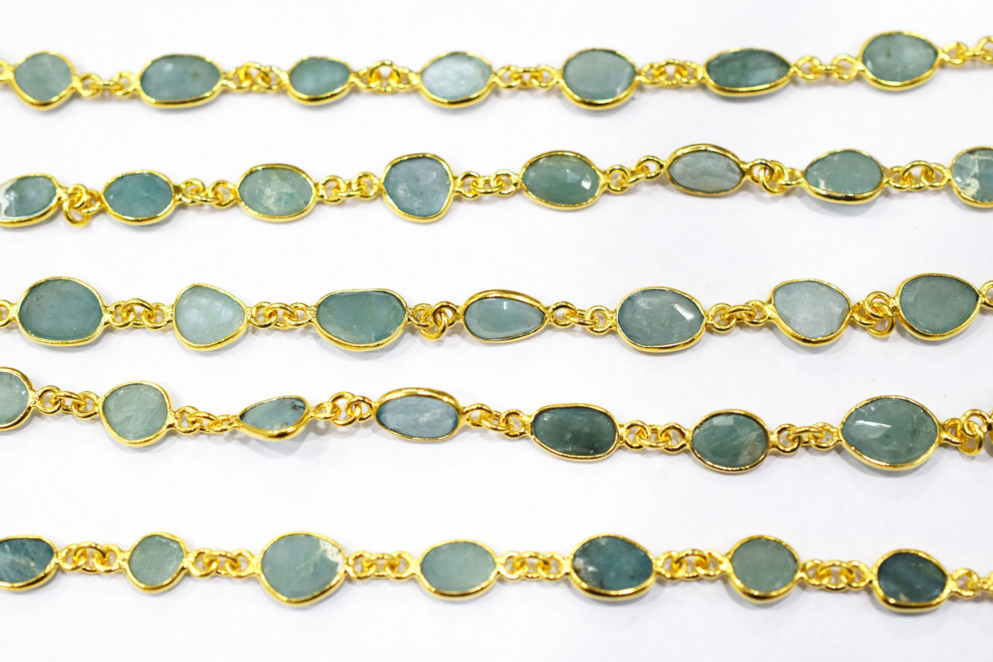 Grandidierite Slice Shape Connector Chain , 8 - 9 mm , RB-6552