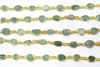 Grandidierite Slice Shape Connector Chain , 8 - 9 mm , RB-6552