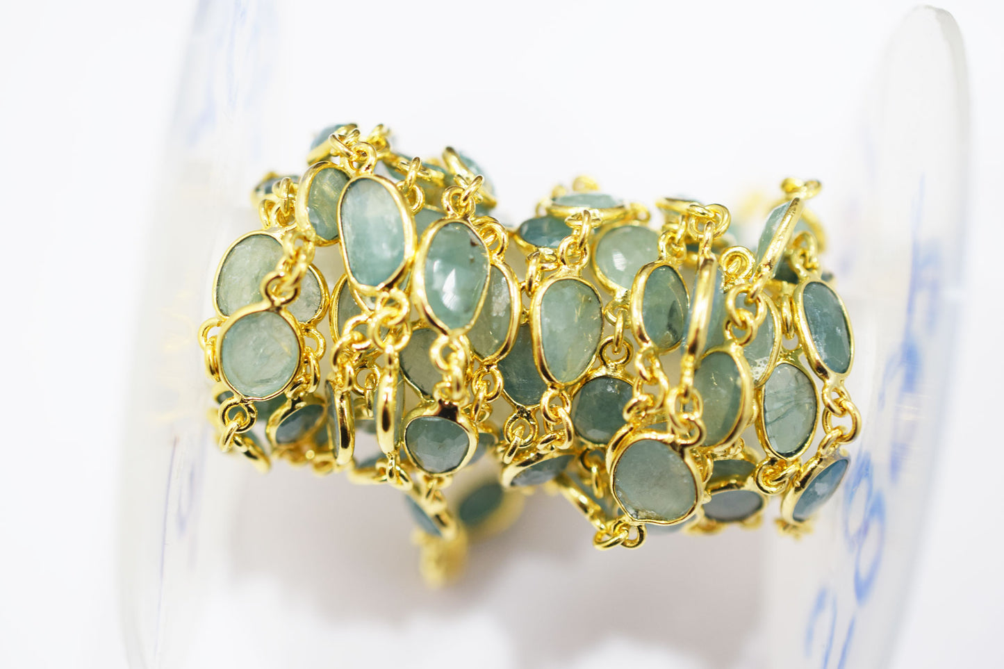 Grandidierite Slice Shape Connector Chain , 8 - 9 mm , RB-6552