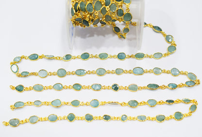 Grandidierite Slice Shape Connector Chain , 8 - 9 mm , RB-6552