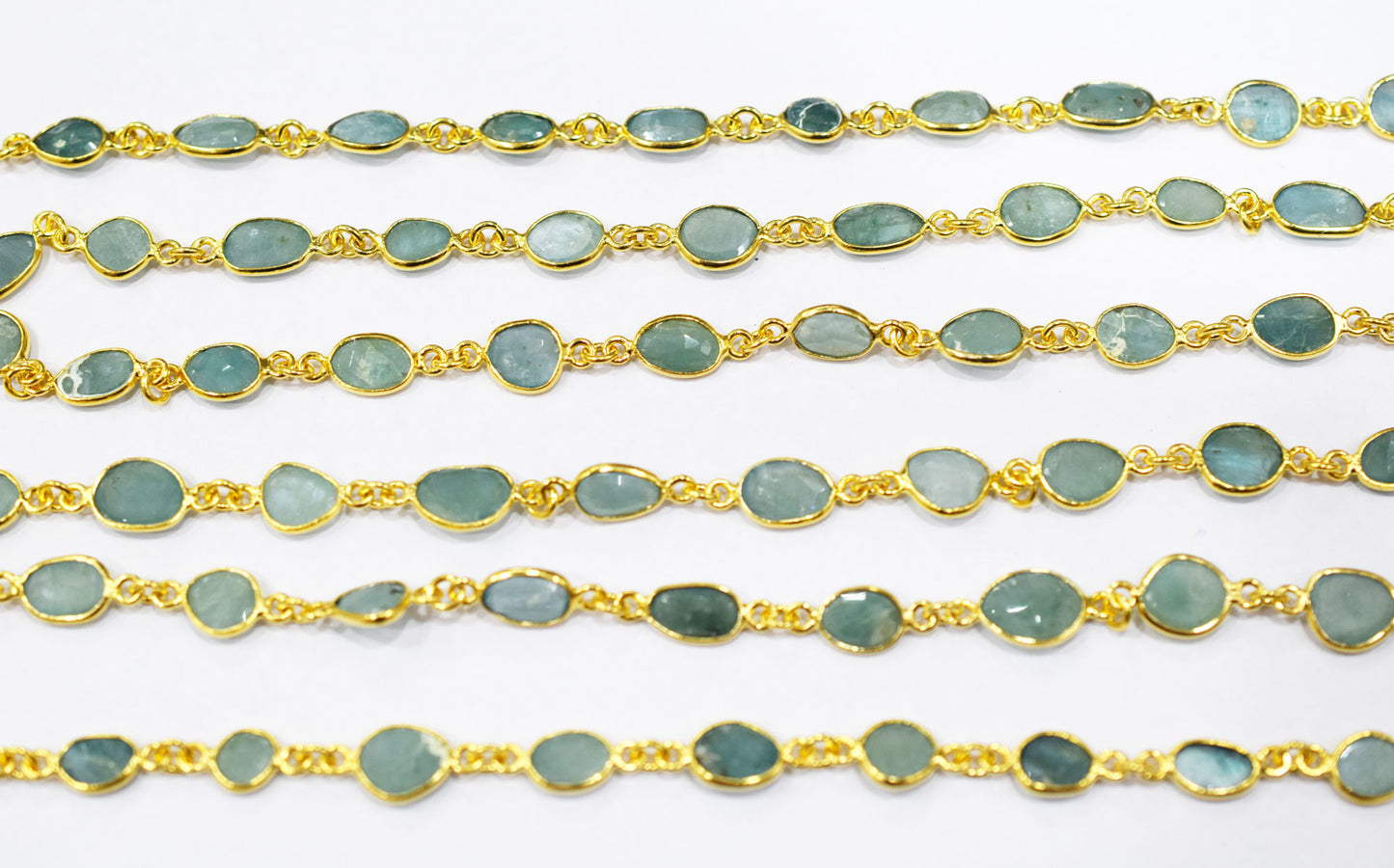 Grandidierite Slice Shape Connector Chain , 8 - 9 mm , RB-6552